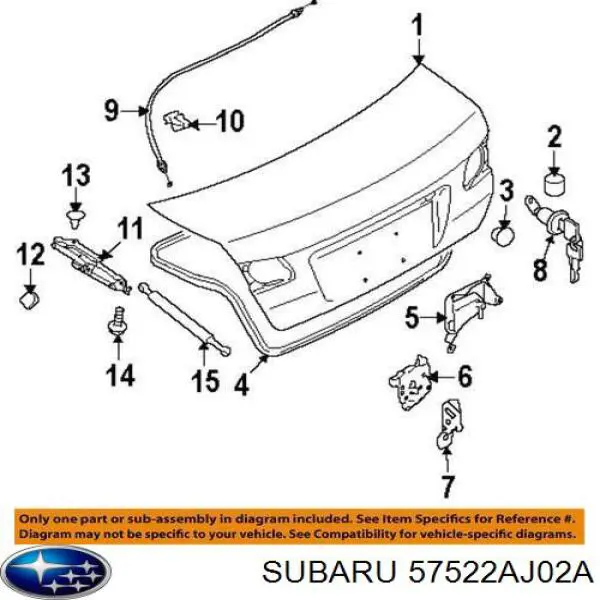 57522AJ02A Subaru Стійка капота