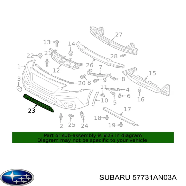  Решітка переднього бампера, центральна Subaru OUTBACK 