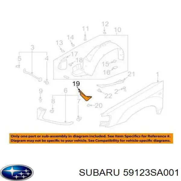 Бризковики передній, правий Subaru 59123SA001 ціна, від 3.91 USD