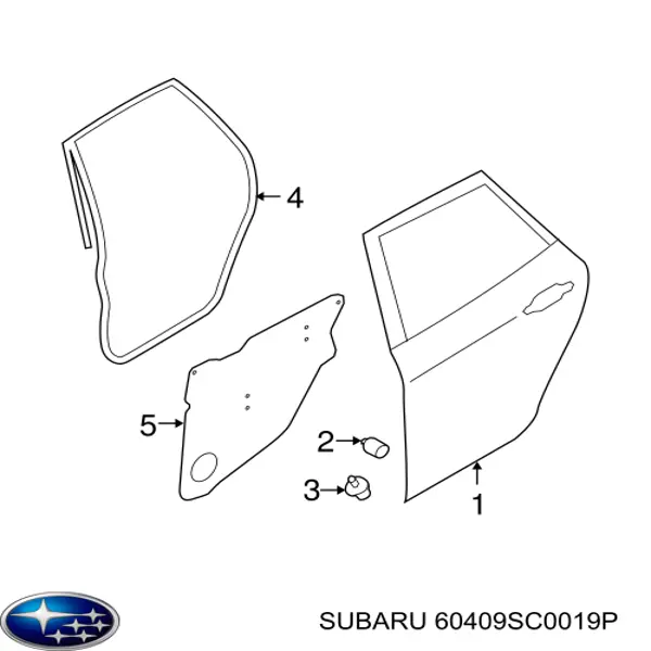 Двері задні, праві Subaru 60409SC0019P ціна, від 92.80 USD
