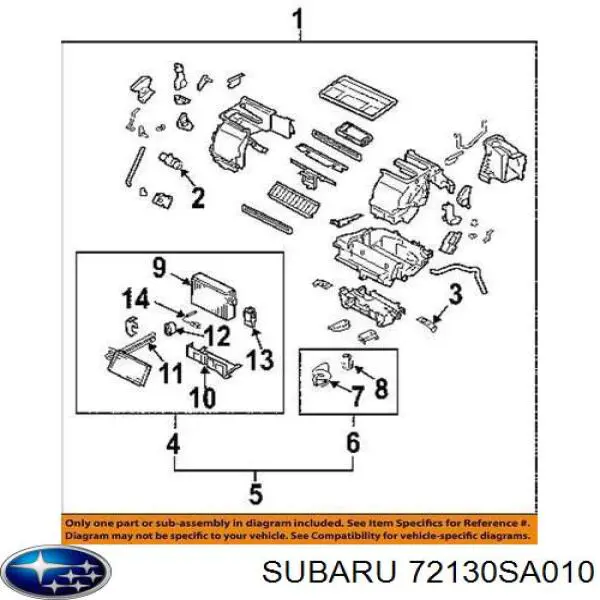 72130SA010 Subaru Радіатор опалювача салону