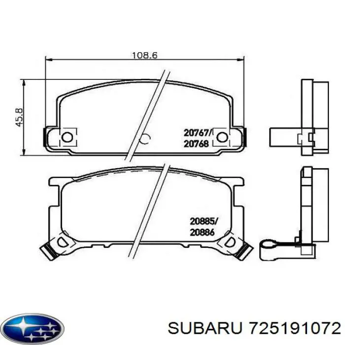 725191072 Subaru колодки гальмівні передні, дискові