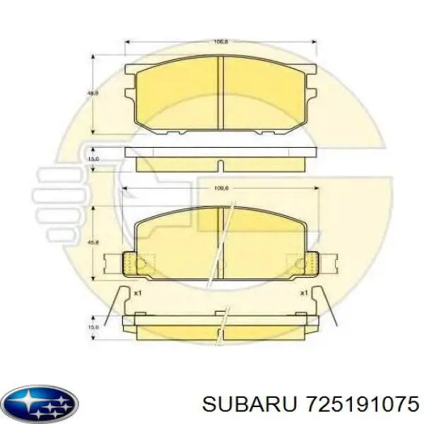725191075 Subaru колодки гальмівні передні, дискові