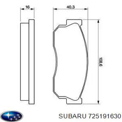 725191630 Subaru Передні гальмівні колодки