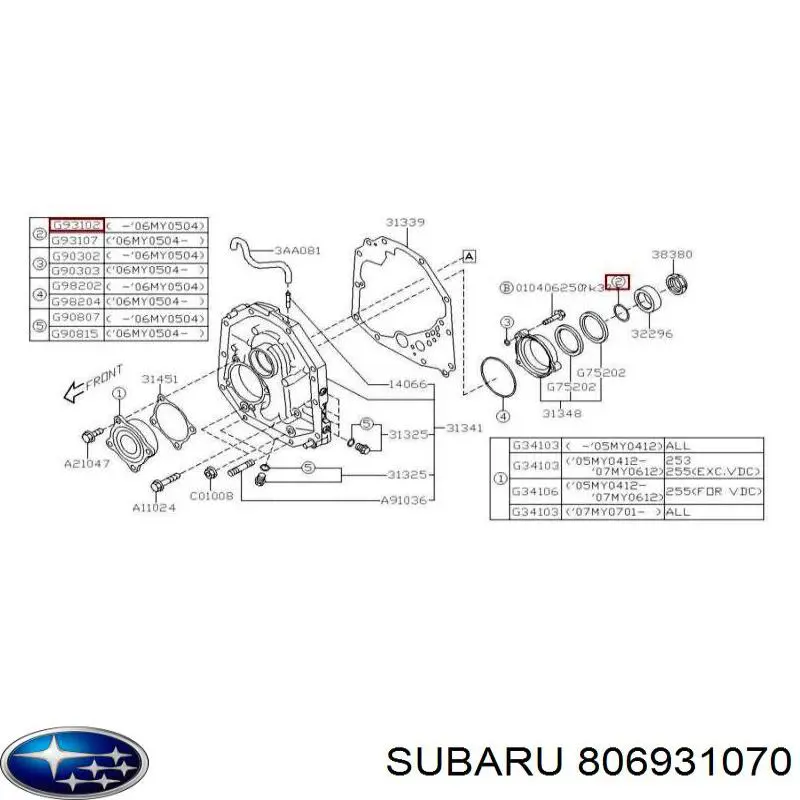  806931070 Subaru