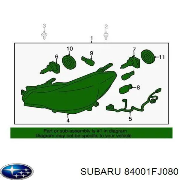 84001FJ080 Subaru Основна фара - вставка