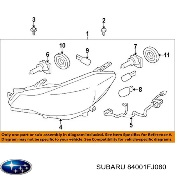 Купити 84001FJ080 Subaru Права блок фара
