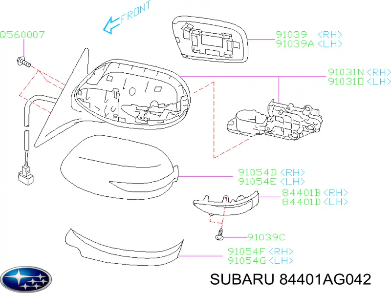 Купити 84401AG040 Subaru Покажчик повороту дзеркала, правий
