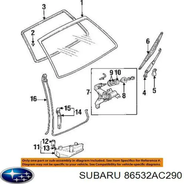 86532AC290 Subaru Важіль-поводок двірника заднього скла
