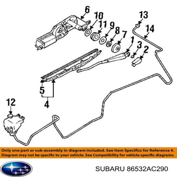 Важіль-поводок склоочисника заднього скла Subaru 86532AC290 ціна, від 19.09 USD