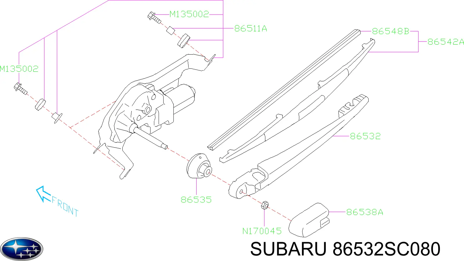 Купити 86532SC080 Subaru Важіль-поводок склоочисника заднього скла