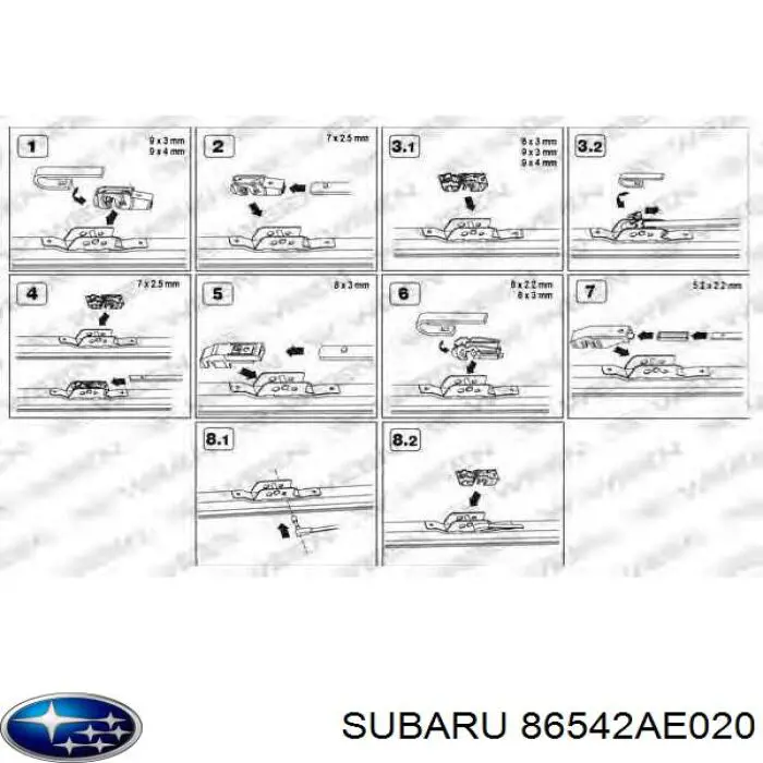 86542AE020 Subaru щітка-двірник лобового скла, водійська