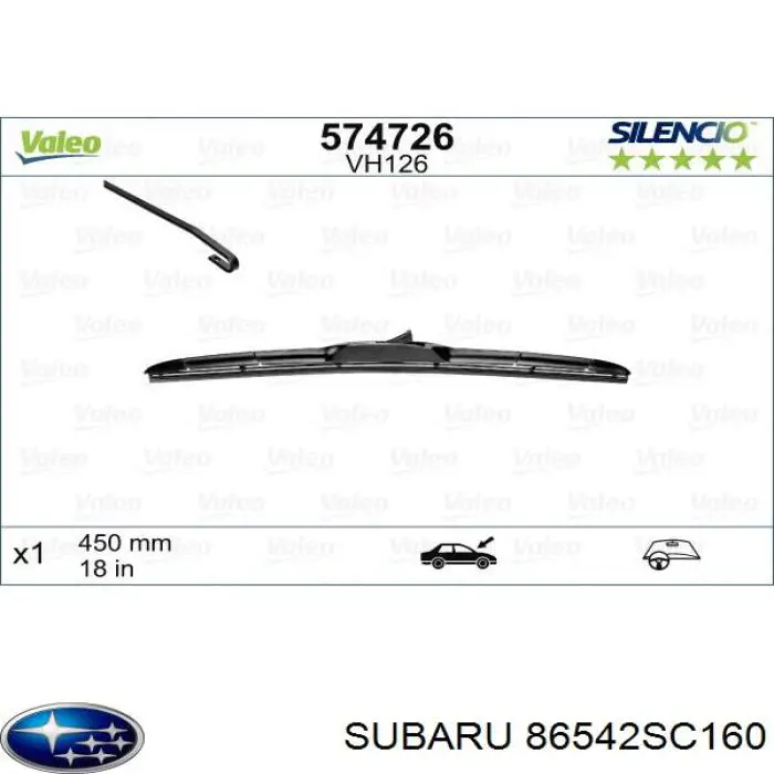 Щітка-двірник лобового скла, пасажирська Subaru 86542SC160 ціна, від 8.75 USD
