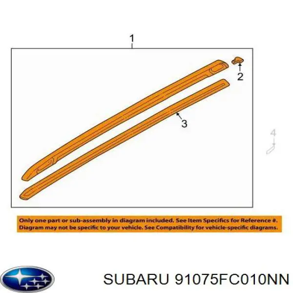 Рейлінг даху лівий Subaru 91075FC010 ціна, від 44.59 USD