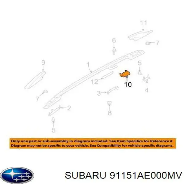 91151AE000MV Subaru Автомобільний рейлінг на дах правий