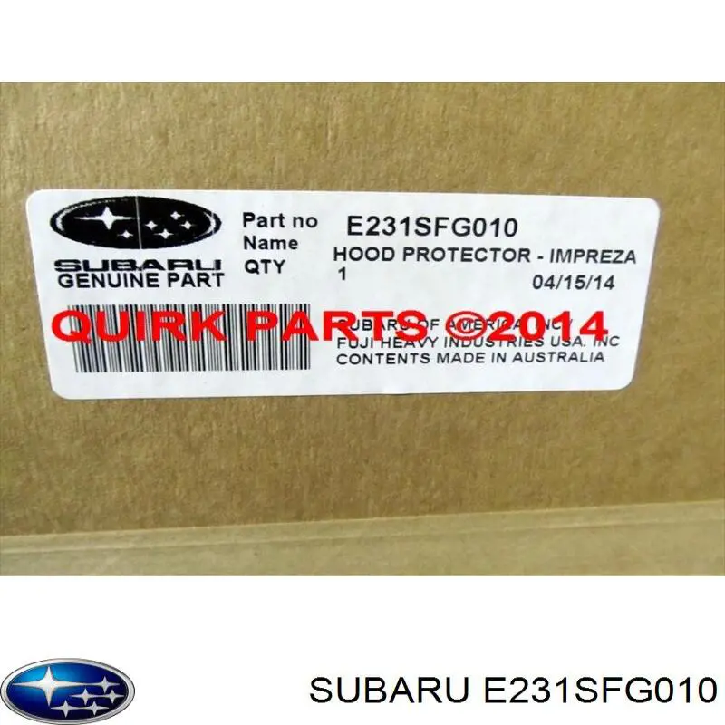 Дефлектор капота (мухобійка) Subaru E231SFG010 ціна, від 30.33 USD