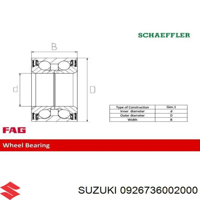 Підшипник маточини передньої 0926736002000 Suzuki