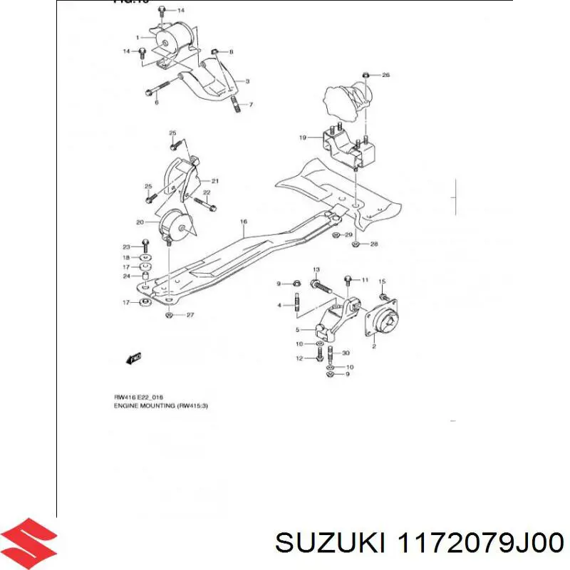 1172079J00 Suzuki подушка (опора двигуна, передня)