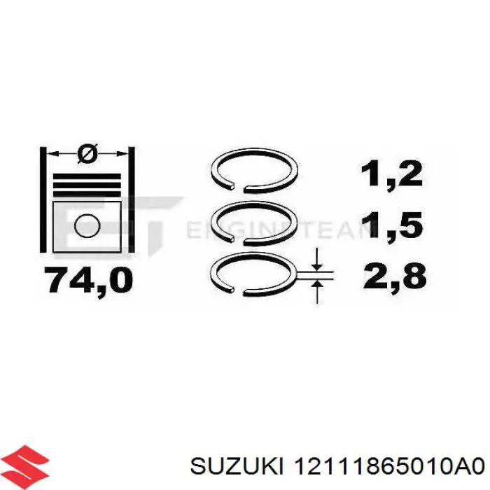 Поршень (комплект на мотор), STD Suzuki Baleno (EG) (Сузукі Балено)