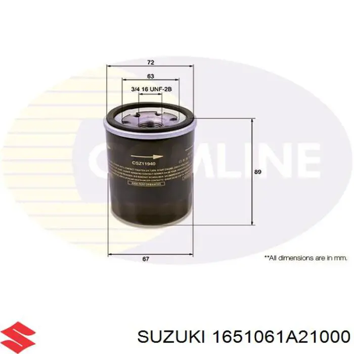 Купити 1651061A21000 Suzuki Фільтр очищення масла відцентровий