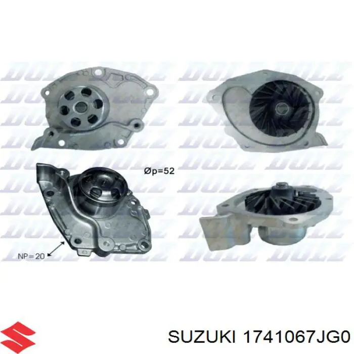 Помпа охолодження Suzuki 1741067JG0 ціна, від 23.12 USD