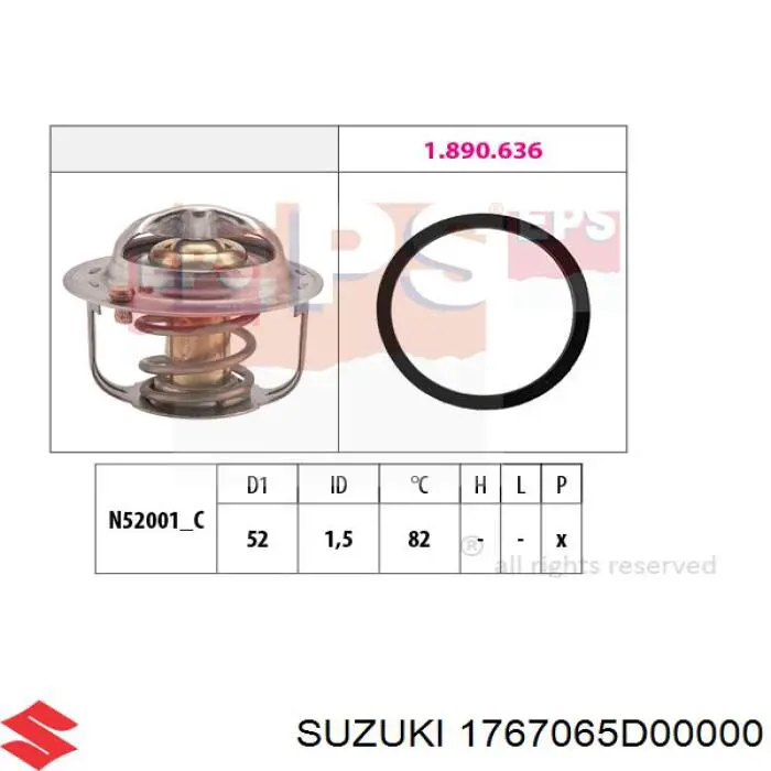 Купити 1767065D00000 Suzuki Термостат в корпусі