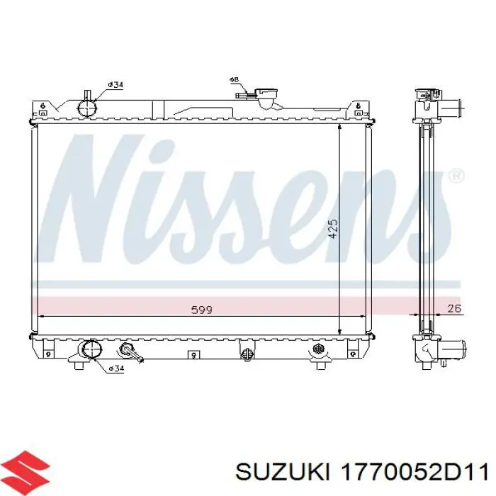 1770052D11 Suzuki Радіатор охолодження двигуна
