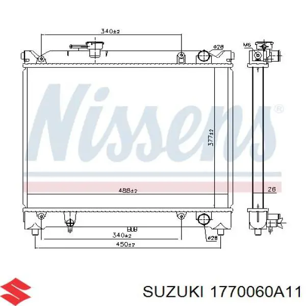 Радіатор охолодження двигуна 1770060A11 Suzuki