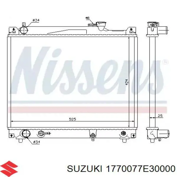 Радіатор охолодження двигуна 1770077E30000 Suzuki