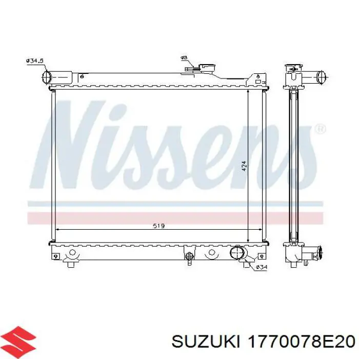 1770078E20 Suzuki Радіатор охолодження двигуна