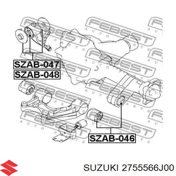 Купити 2755566J00 Suzuki Сайлентблок траверси кріплення переднього редуктора, лівий