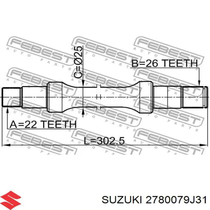 Піввісь (привід) передня, права 2780079J31 Suzuki