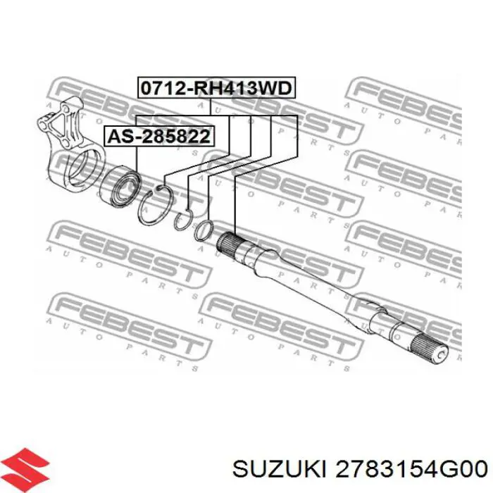 Підвісний підшипник передньої піввісі Suzuki 2783154G00 ціна, від 6.81 USD