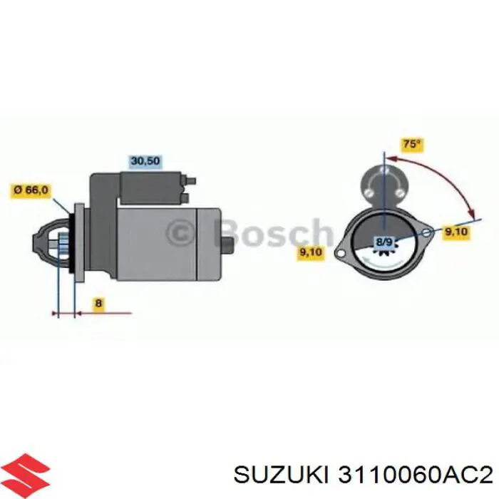 Стартер Suzuki 3110060AC2 ціна, від 81.10 USD