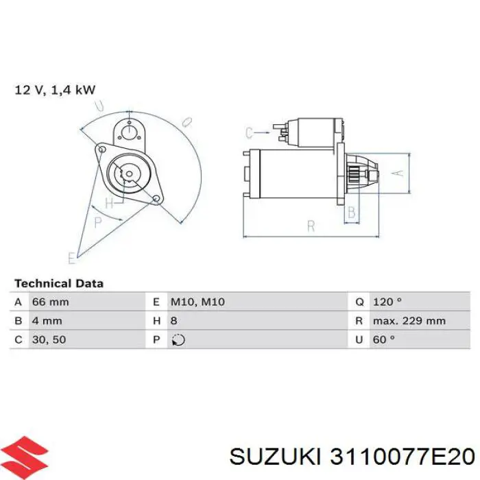 Купити 3110077E20 Suzuki Стартер