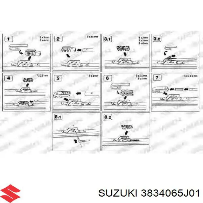 Щітка-двірник лобового скла, пасажирська Suzuki 3834065J01 ціна, від 9.37 USD