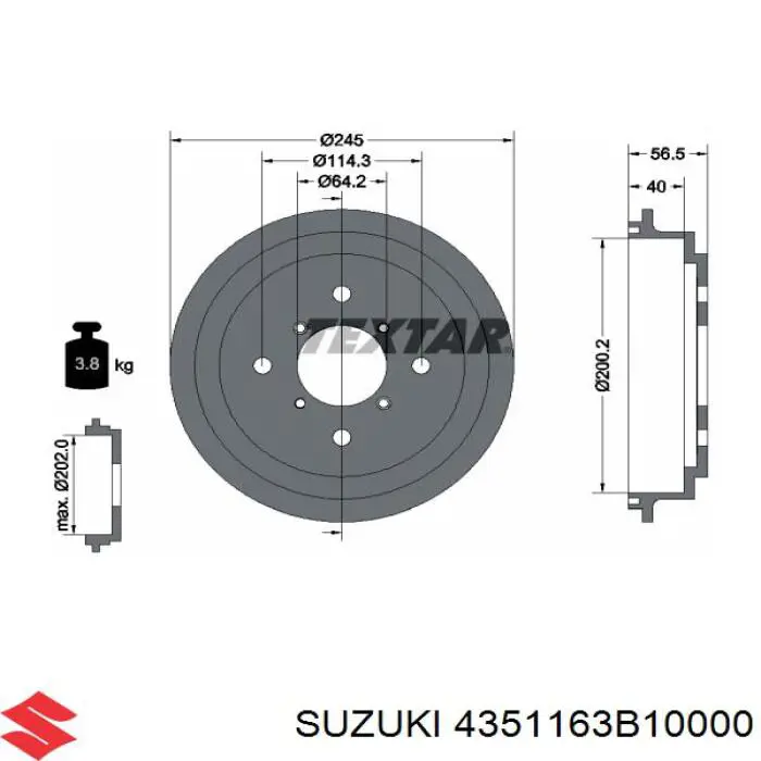 Барабан гальмівний задній 4351163B10000 Suzuki