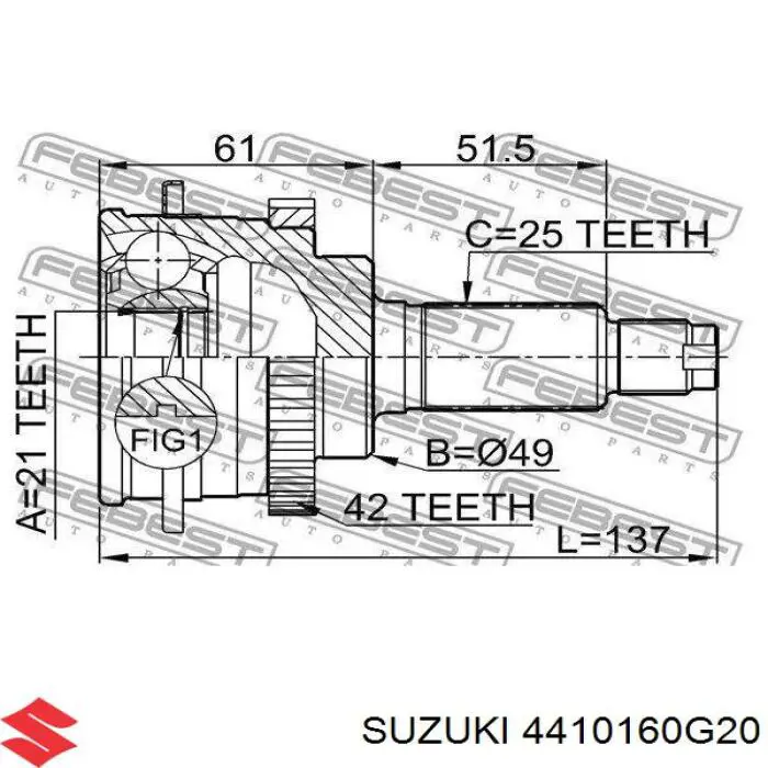 Купити 4410160G20 Suzuki Шарнір приводу зовнішній