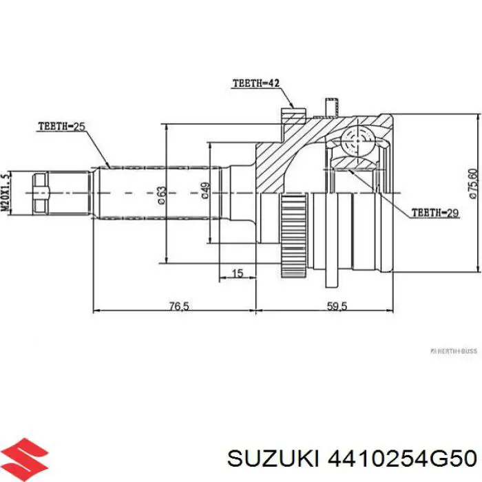 Купити 4410254G50 Suzuki Ліва піввісь