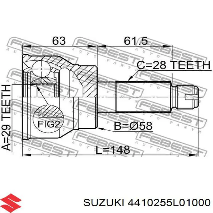 Привід передній лівий Suzuki 4410255L01000 ціна, від 102.72 USD
