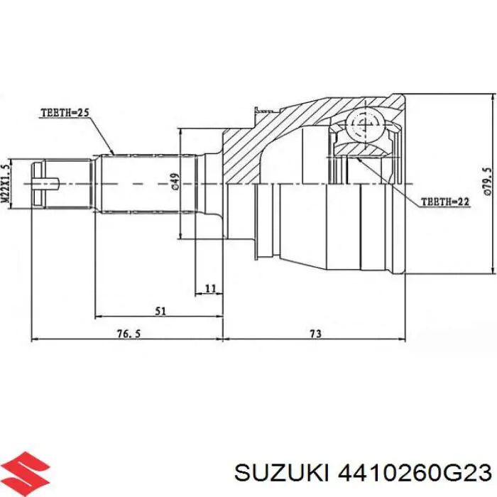 Купити 4410260G23 Suzuki Ліва піввісь