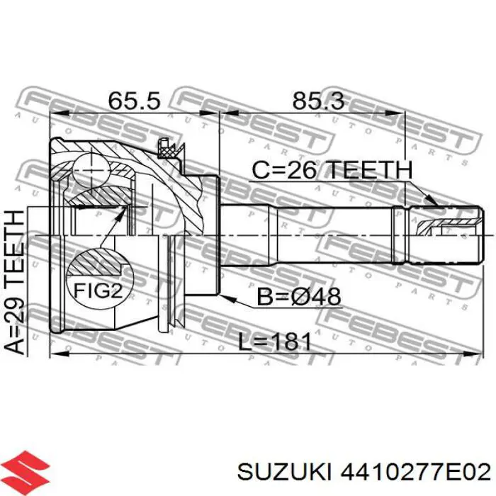 Піввісь (привід) передня, ліва 4410277E02 Suzuki