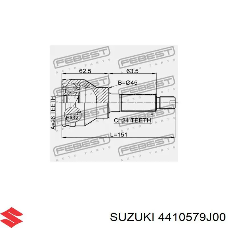 Піввісь задня, права Suzuki SX4 (GY) (Сузукі SX4)