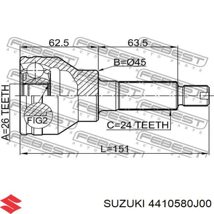 Піввісь задня, права Suzuki SX4 (Сузукі SX4)