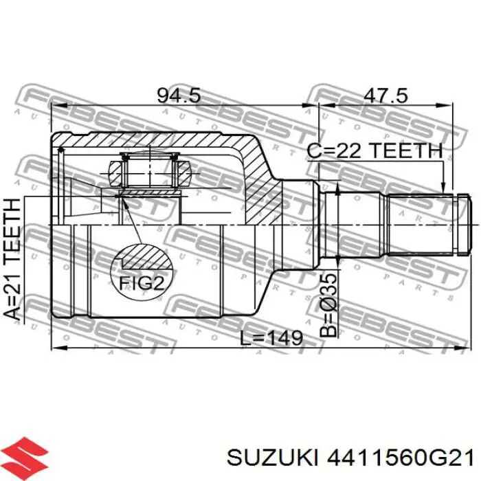 Купити 4411560G21 Suzuki Граната внутрішня, передня, ліва