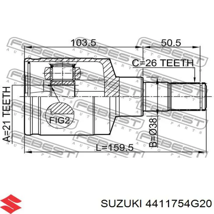 4411754G20 Suzuki шрус внутрішній, передній, лівий