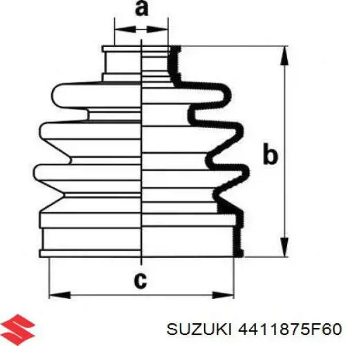 Пильник ШРУСа зовнішній, передній піввісі 4411875F60 Suzuki