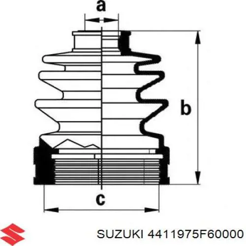 Пильник гранати внутрішній, передній півосі Suzuki 4411975F60000 ціна, від 5.88 USD