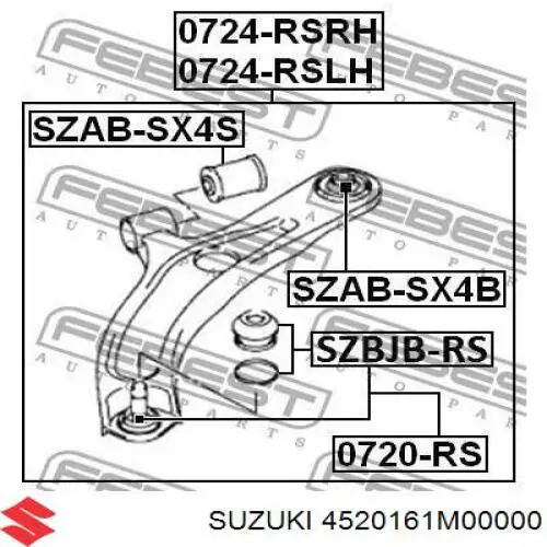 4520161M00000 Suzuki важіль передньої підвіски нижній, правий