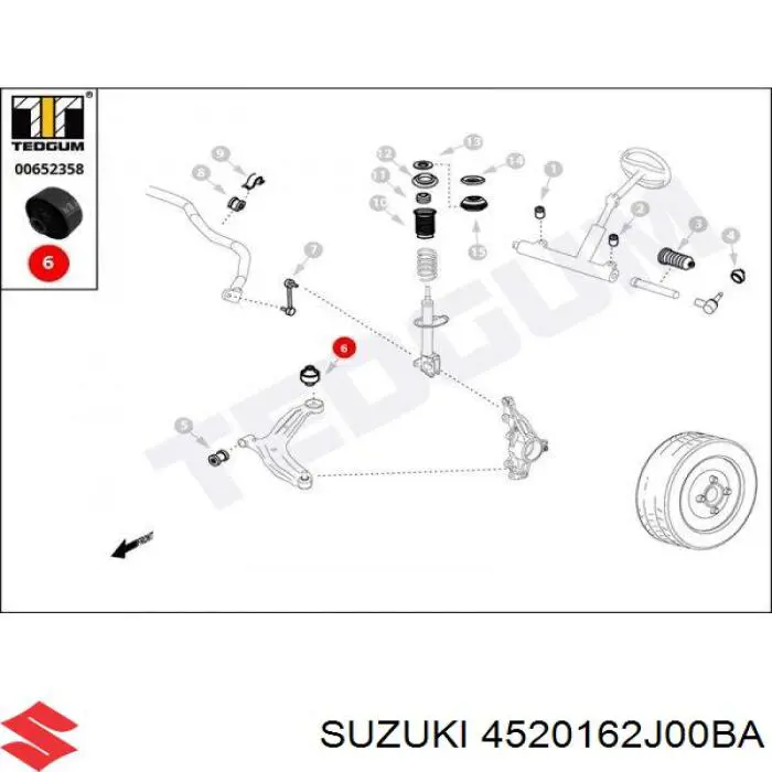 4520162J00BA Suzuki Сайлентблок переднього нижнього важеля